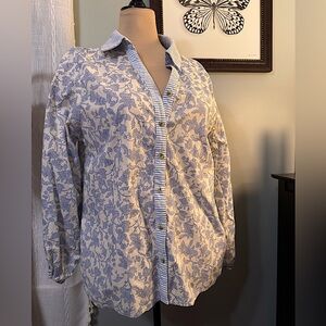 Chic Soul Blue and White Button Down Shirt